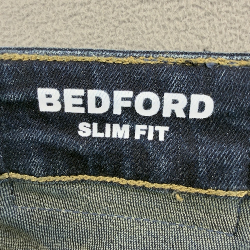 DKNY Bedford Slim Jeans Mens 30x30 Blue Dark Wash 5 Pocket Stretch Whiskered - Picture 4 of 10
